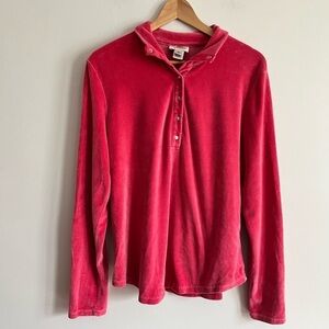 Vintage Talbots Velour Red Berry Quarter Pullover